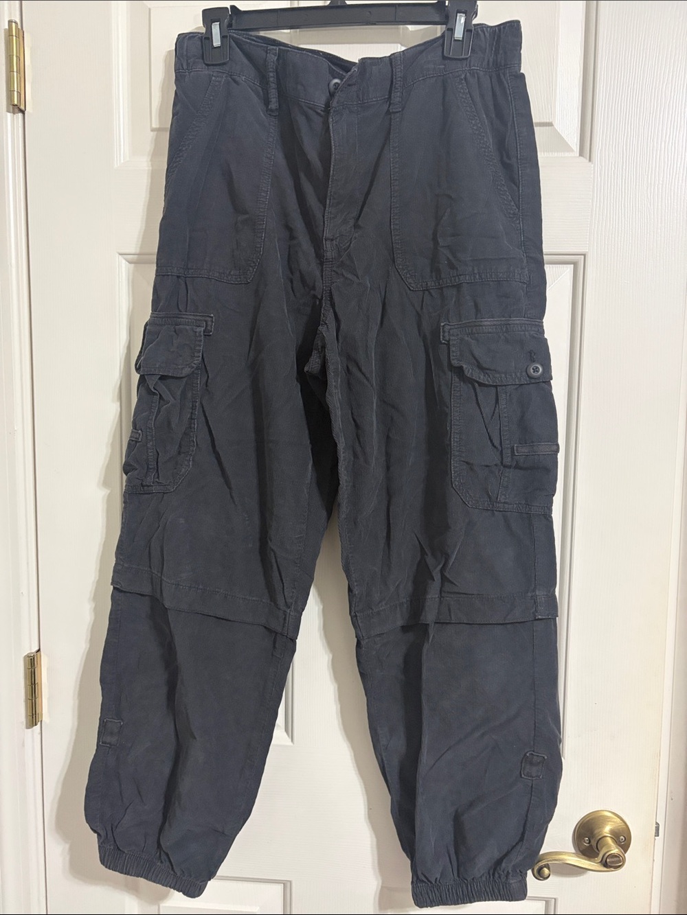 American Eagle Outfitters Black/Charcoal Women’s Corduroy Cotton Cargo Joggers